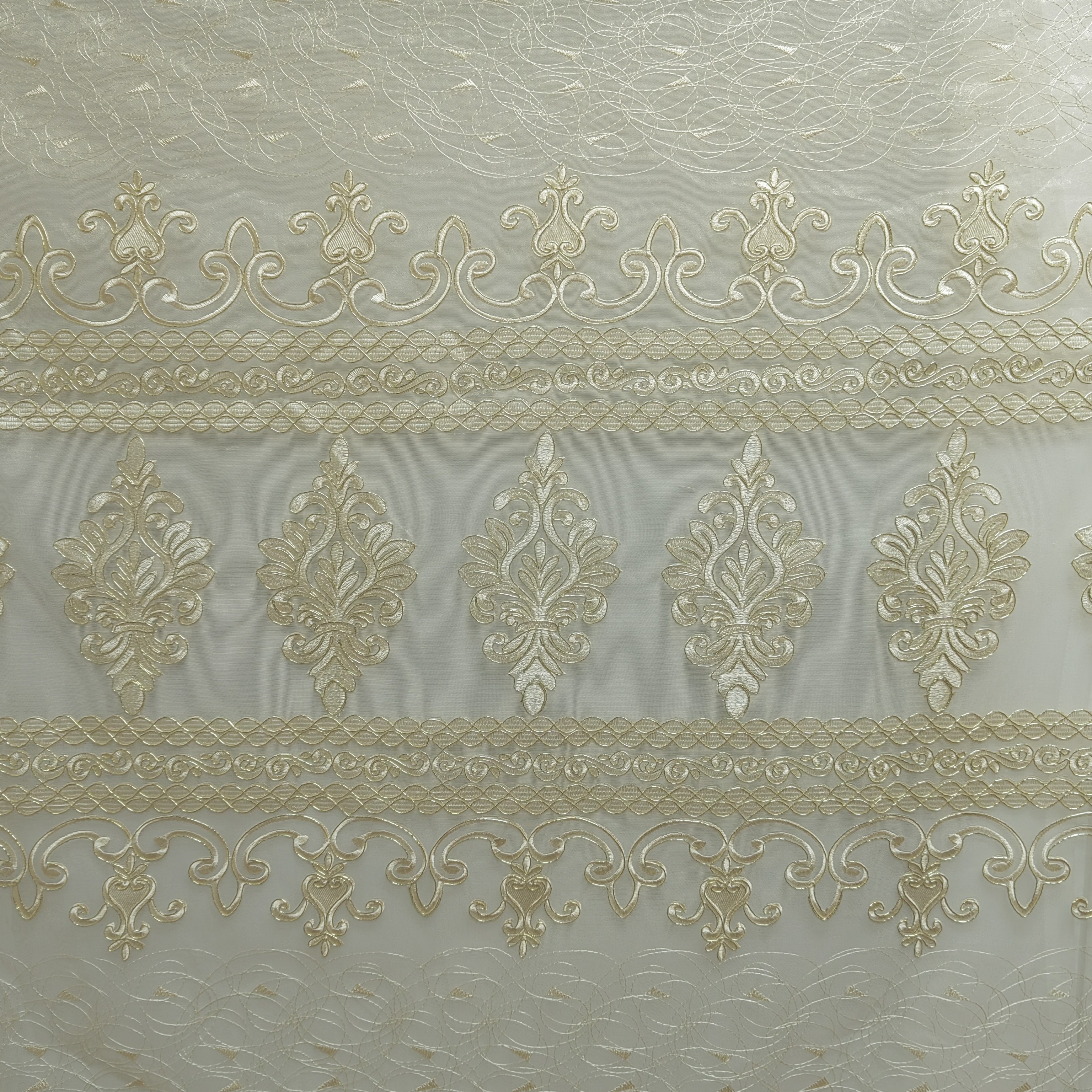 00730 成品窗帘纱挂钩款鸟巢刺绣奢华窗宽6米高2.7米免费对开