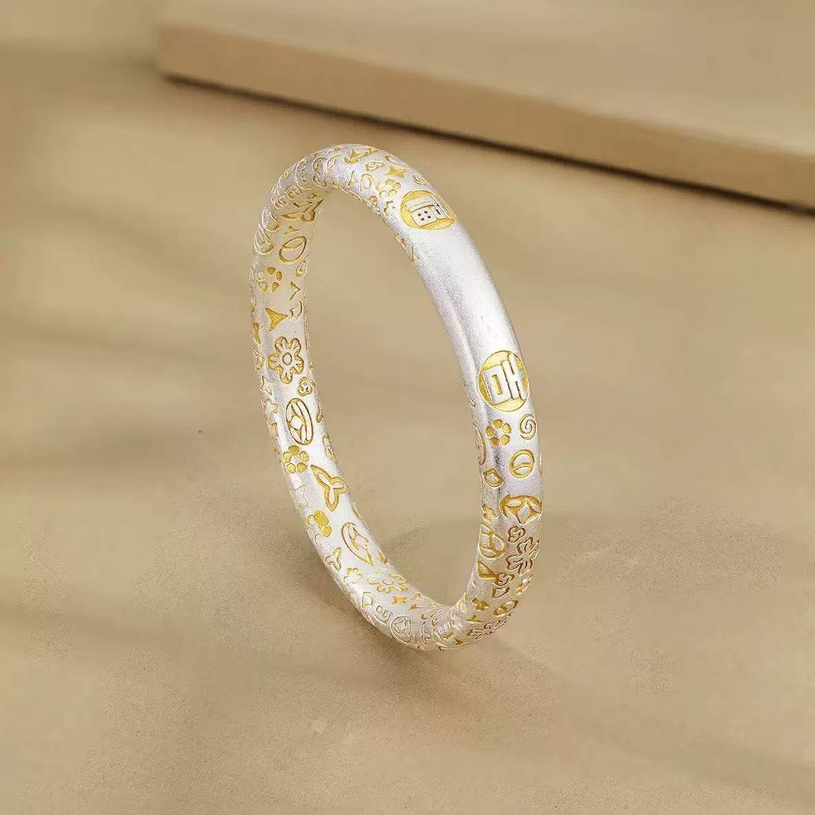 999.9银吉言珐琅闭口镯