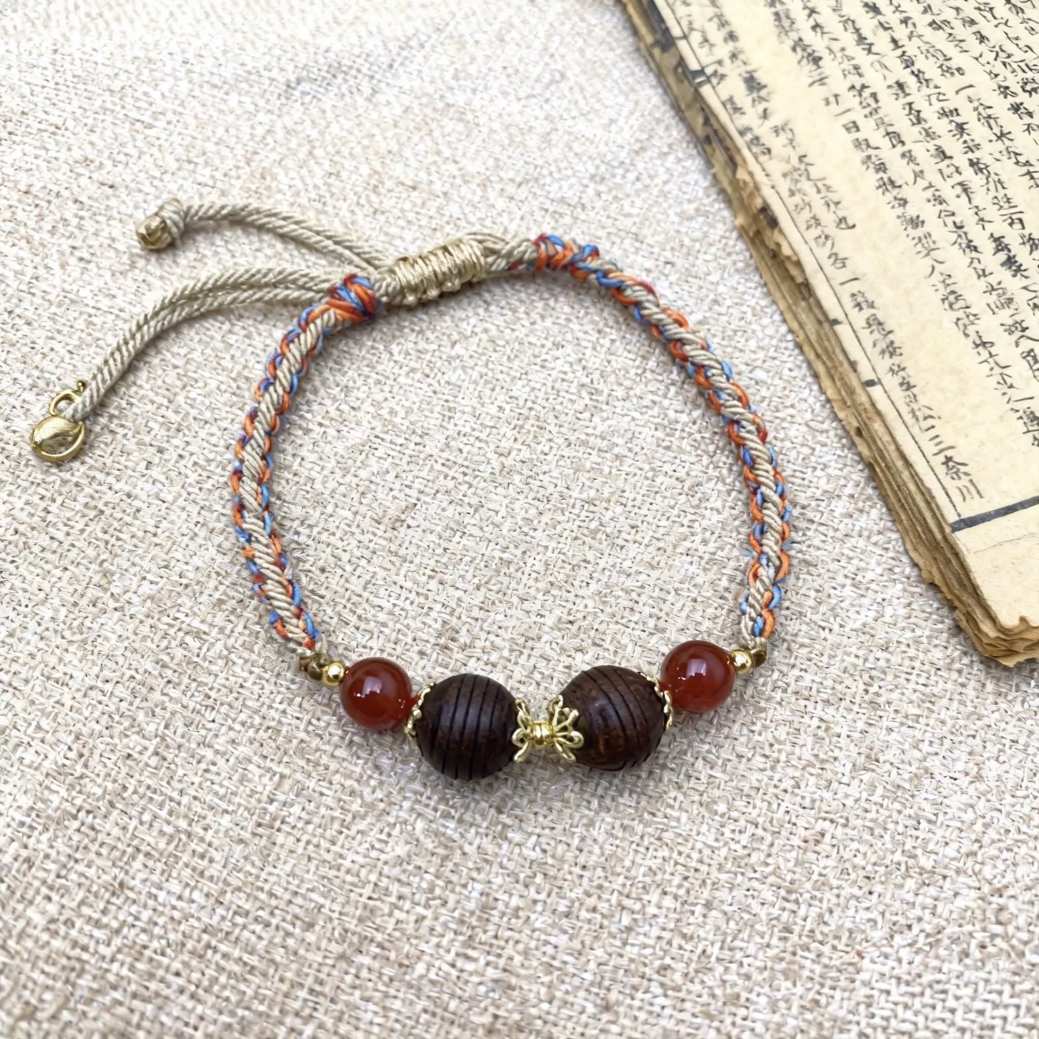 古法雍正避暑香清凉合珠回纹双珠国潮明清时尚编绳复古手工编织绳