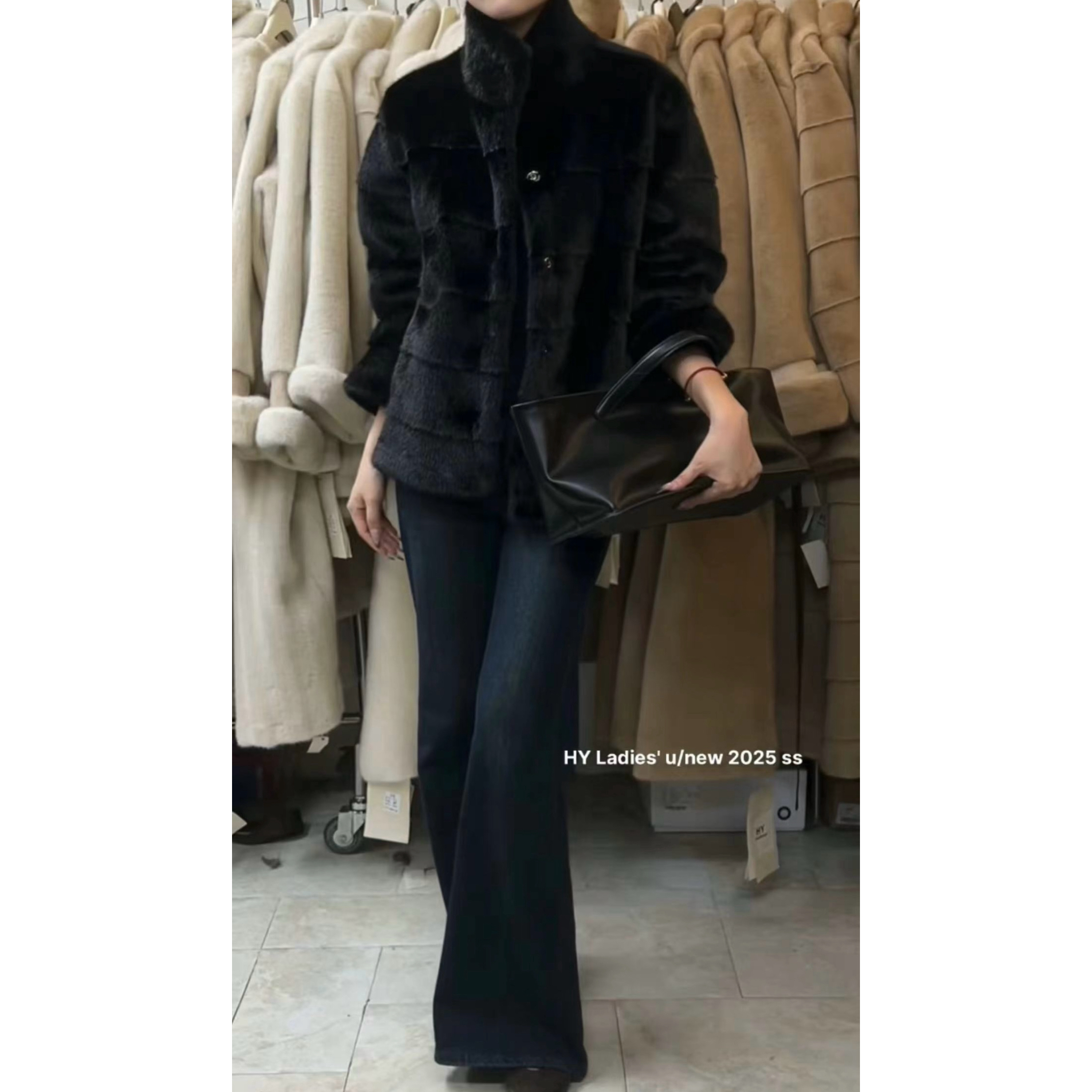 （福）【竹节纹】气质款立领皮毛一体外套（2HY5209#）爱唯依