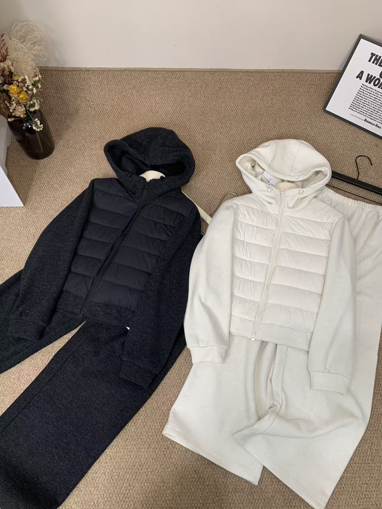 『雨美 Show』7956休闲百搭韩系棉服带帽套装