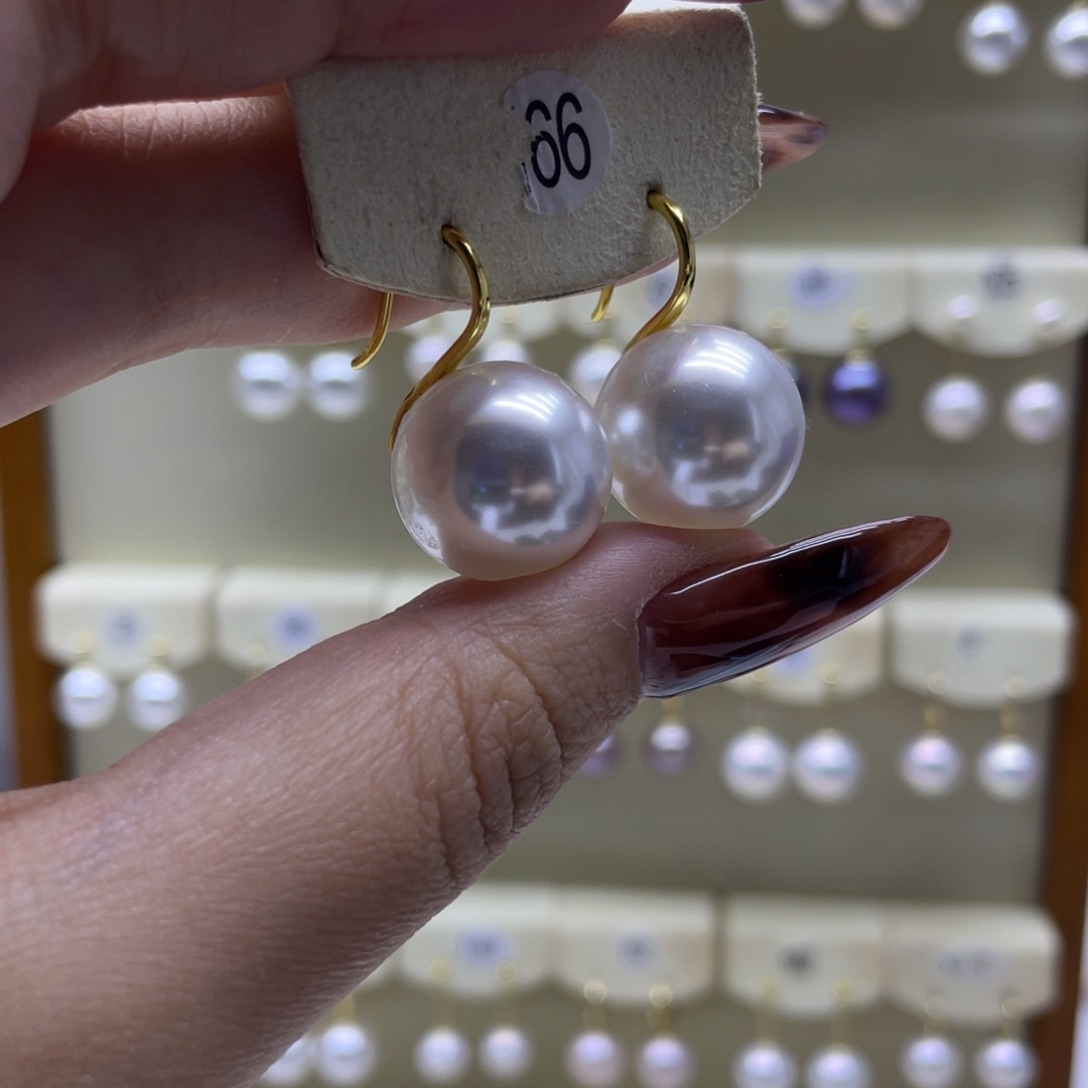 淡水珍珠耳饰18K金镶嵌