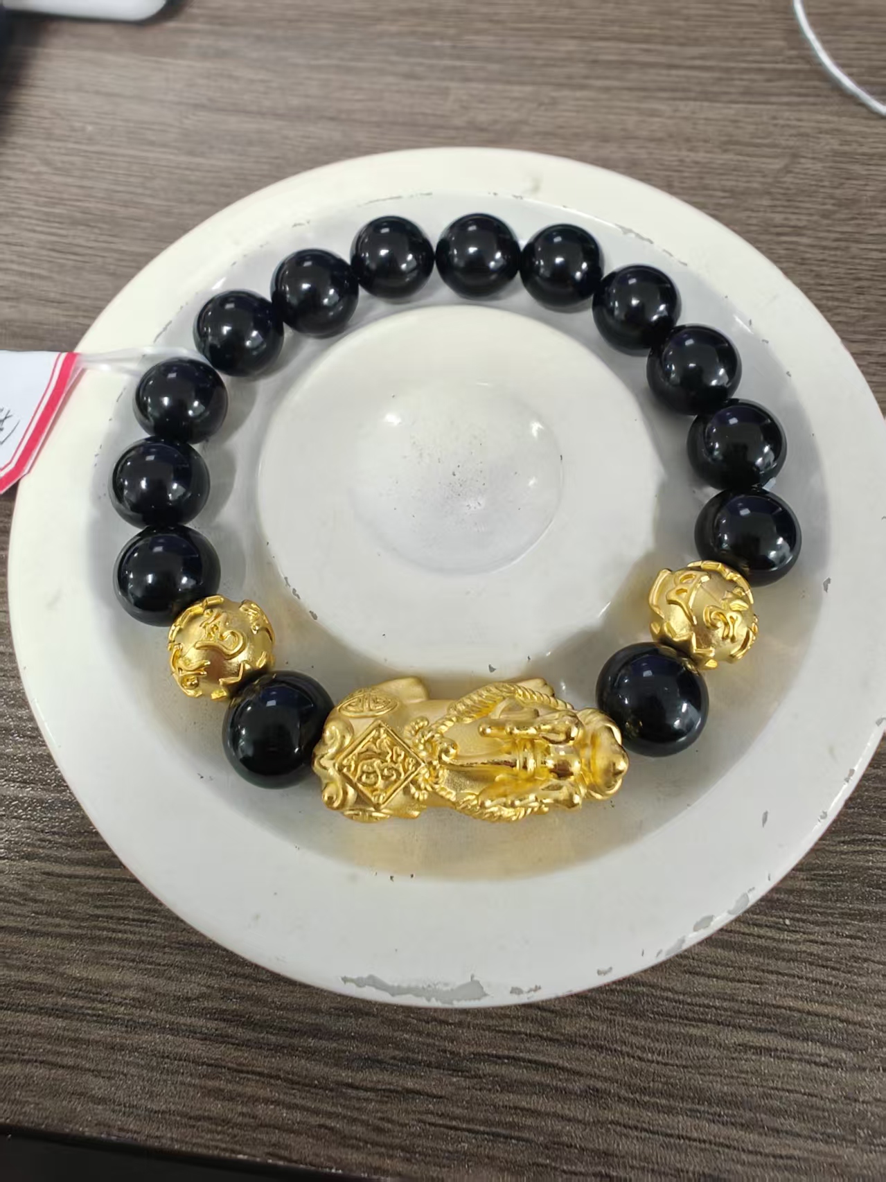 【足金999】卡10福字貔貅+2颗六字箴言转运珠