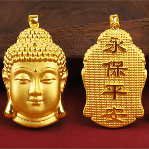 合金吊坠 大号金色佛头吊坠
