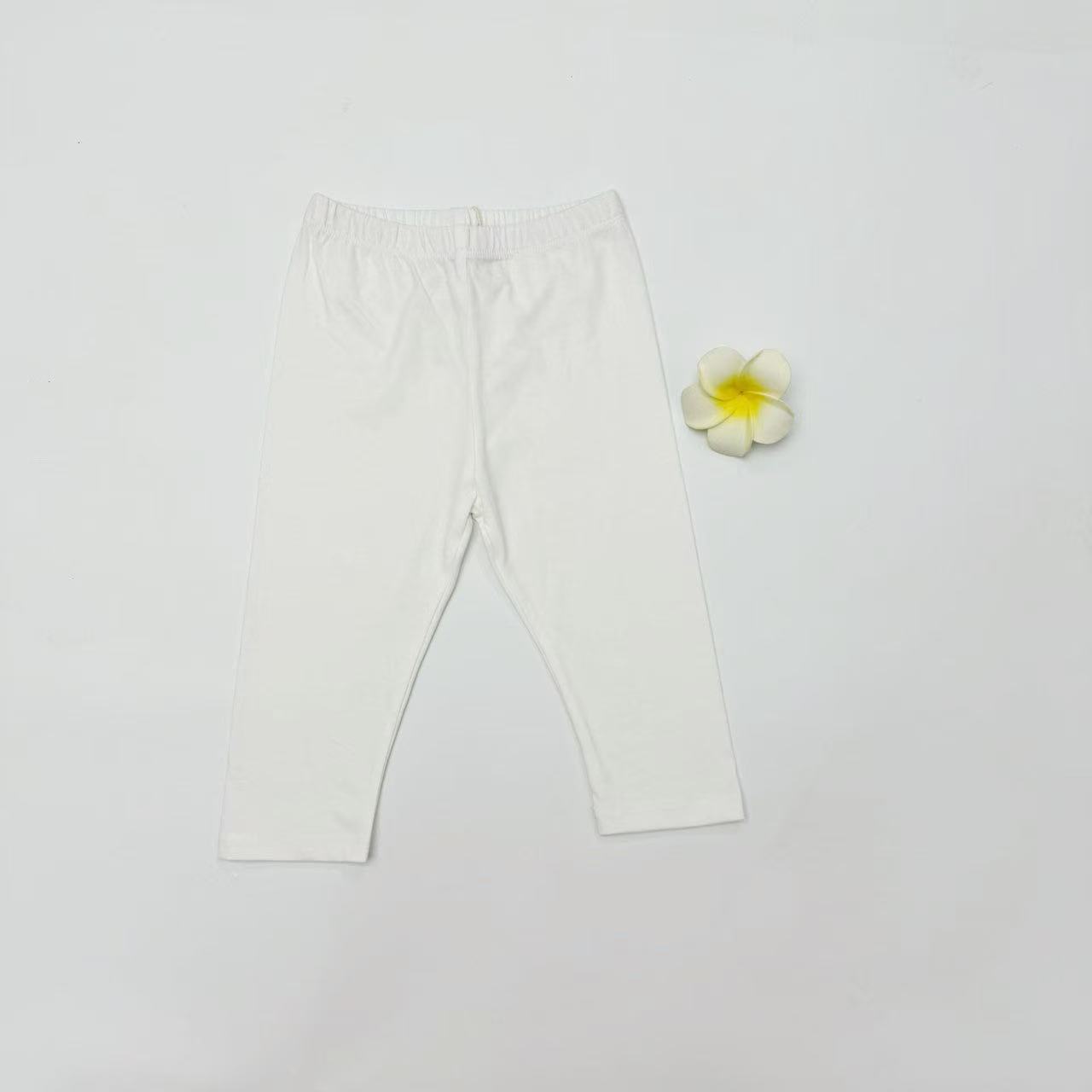 朵啦安琪打底裤幼童宝宝新款洋气100%纯棉休闲裤中小童纯色白色