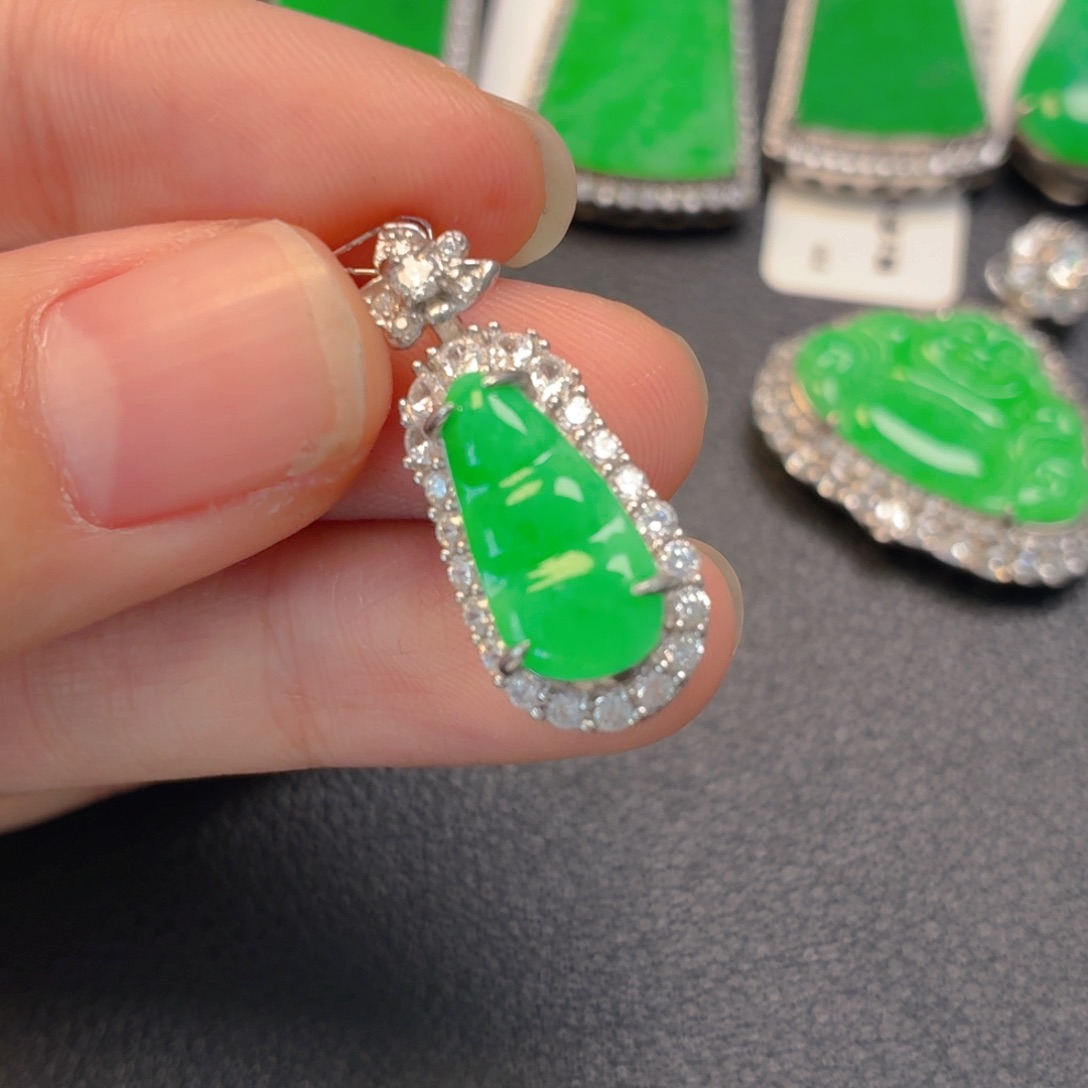 翡翠银S925镶嵌吊坠(不含链)