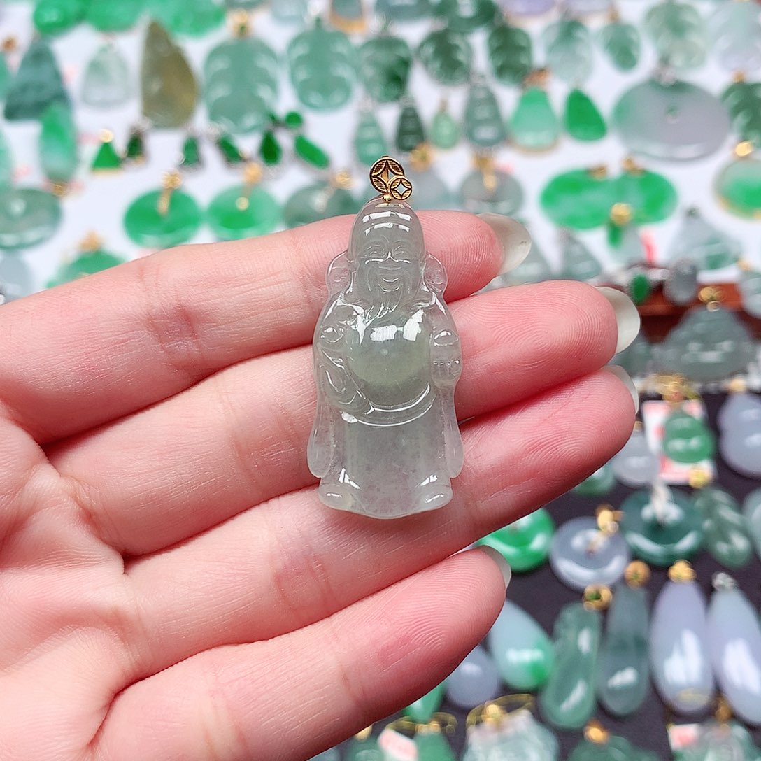 翡翠18K金镶嵌颈饰天然翡翠A货