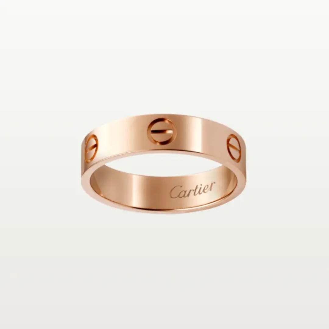未使用 Cartier/卡地亚 LOVE系列 18k玫金宽版无钻戒指 65码/24年