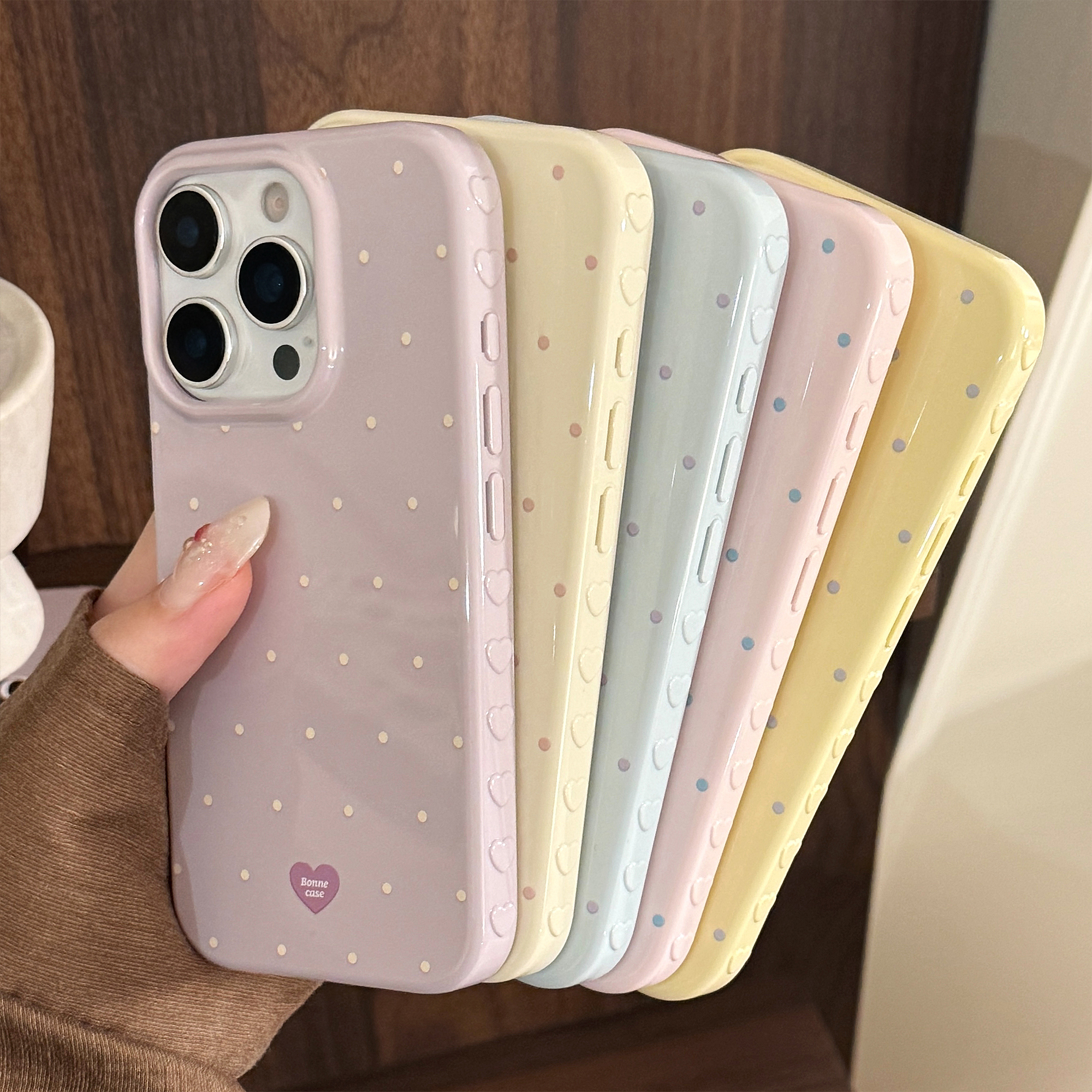 【包相机键】韩系撞色波点手机壳适用iPhone17promax苹果16软壳15