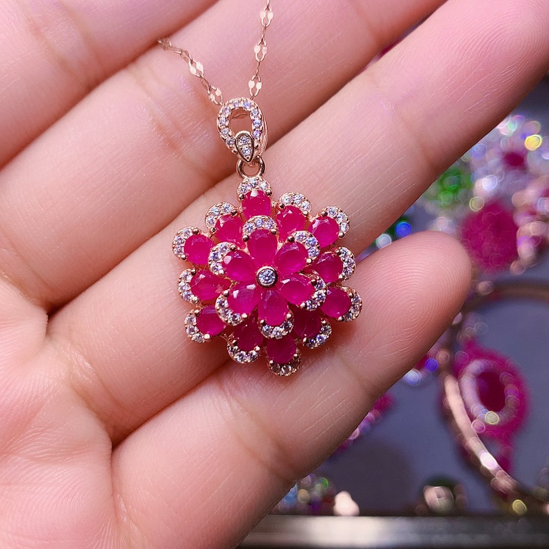 颈饰红宝石银S925镶嵌