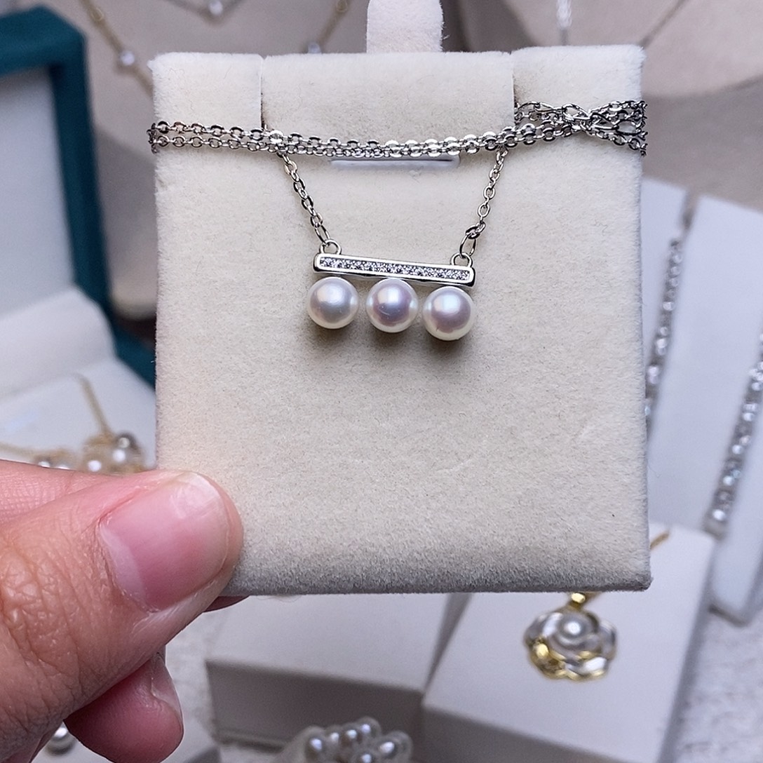 银S925镶嵌淡水珍珠耳饰