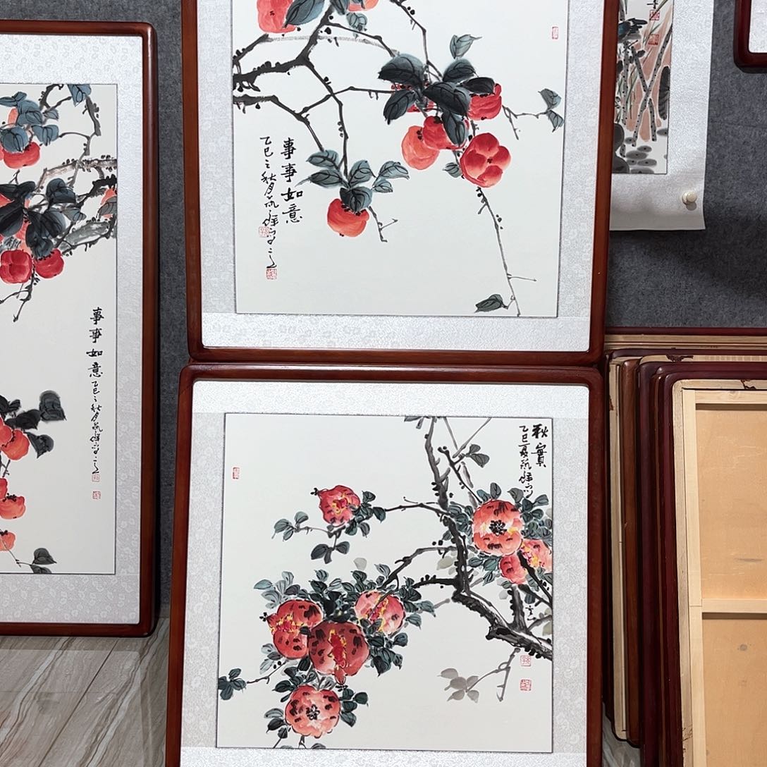 国画书画作品带框63×63