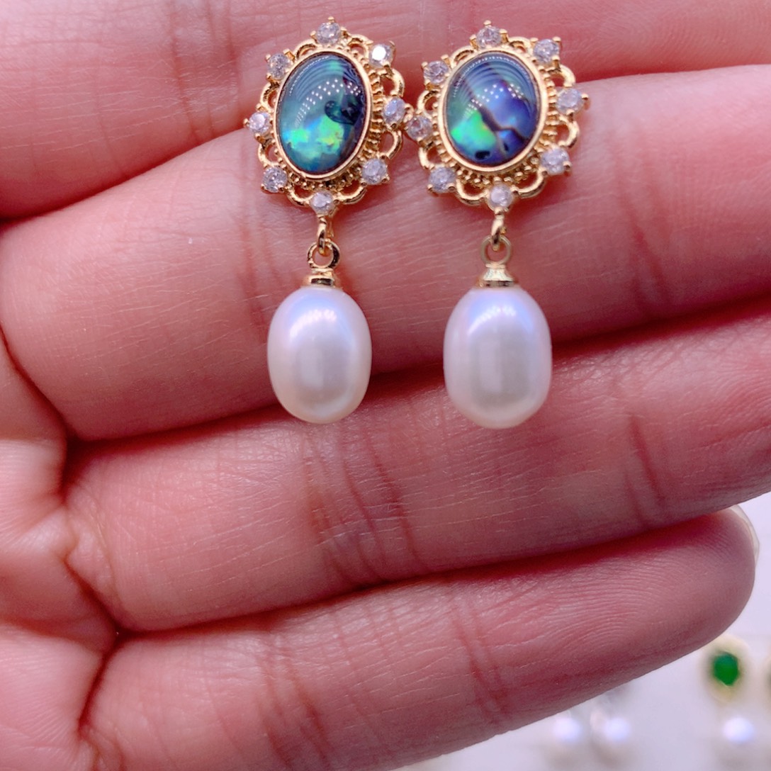 淡水珍珠耳饰合金