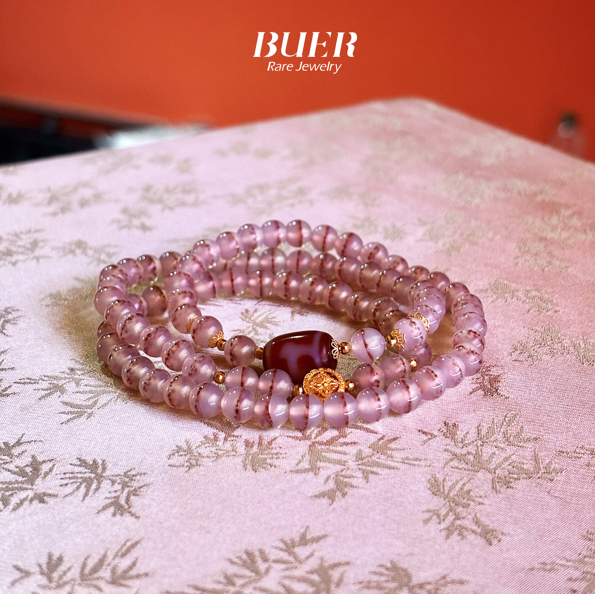 【不二】 红肉度母珠珠18K金DIY三圈手串 (多样性发)