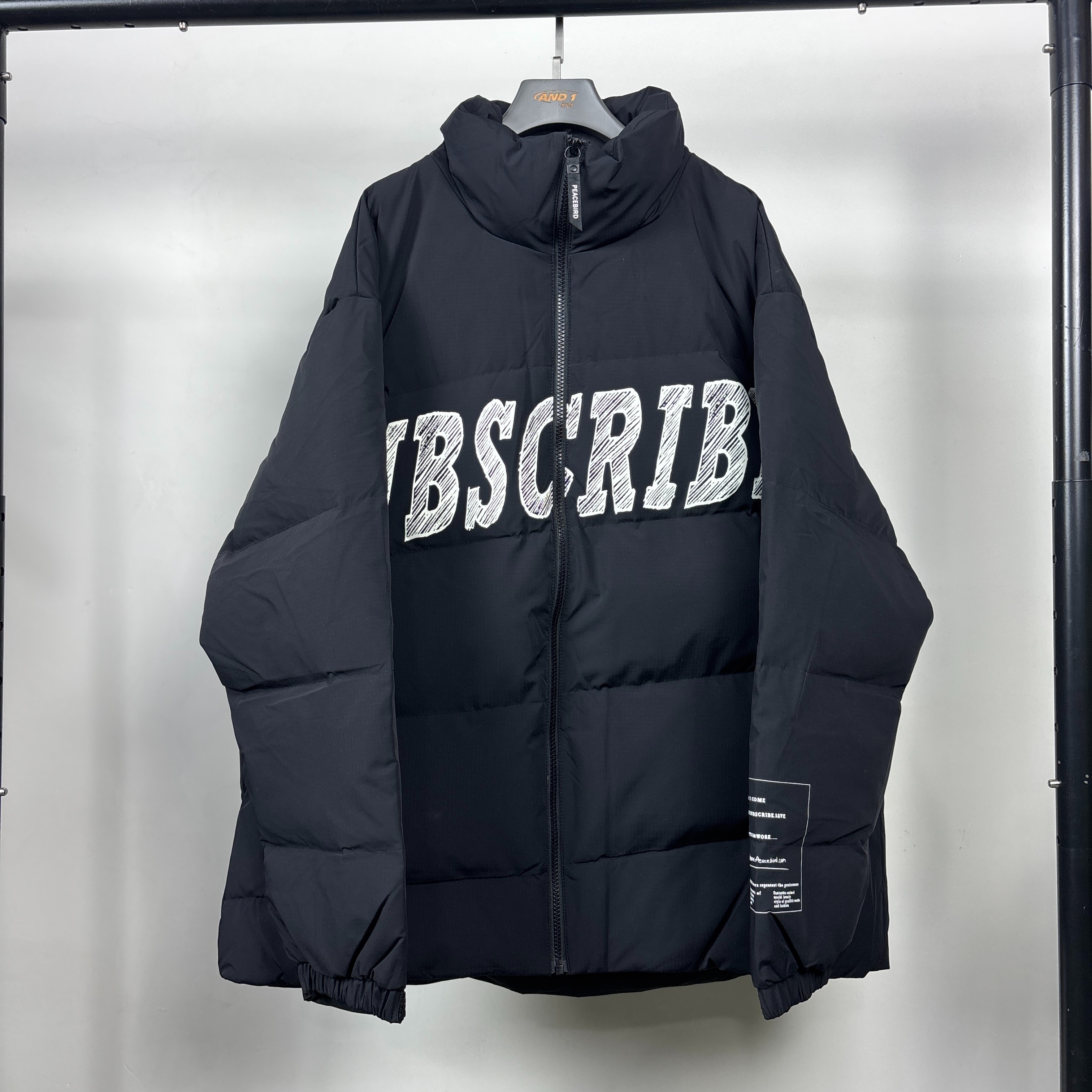 惊喜服羽羽服秋冬棉服字母单面穿男款印花厚款银色户外收口袖4152