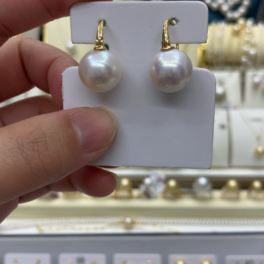 淡水珍珠耳饰18K金镶嵌