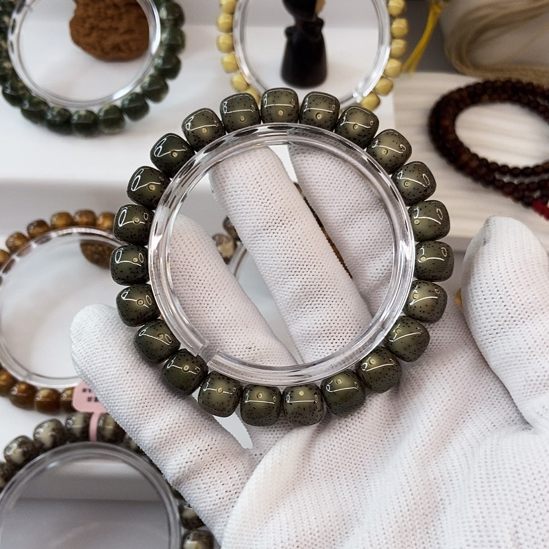 5***2手串星月菩提10翡翠绿牛毛星95