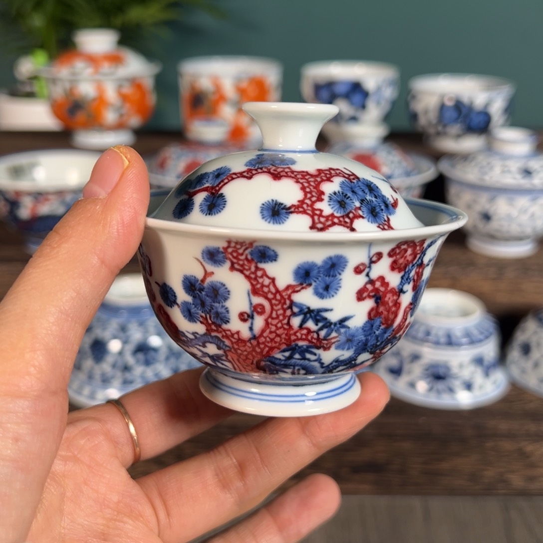 杯子永明尚玩松竹梅盖碗