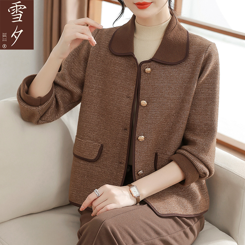 妈妈秋装2025新款小香风针织外套夹克上衣中老年女装短款气质开衫