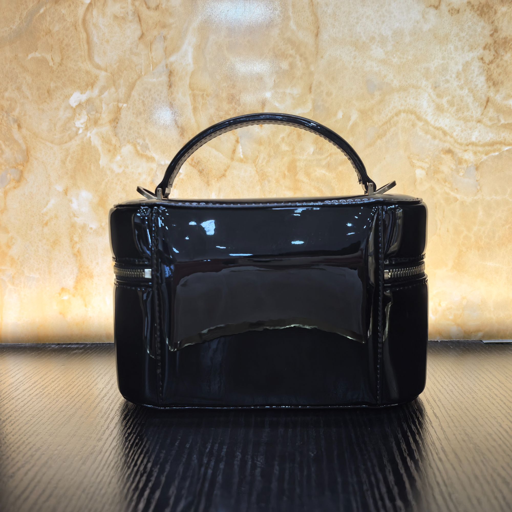 薇薇手工真皮包-黑色-长18x高12-漆面化妆盒A289