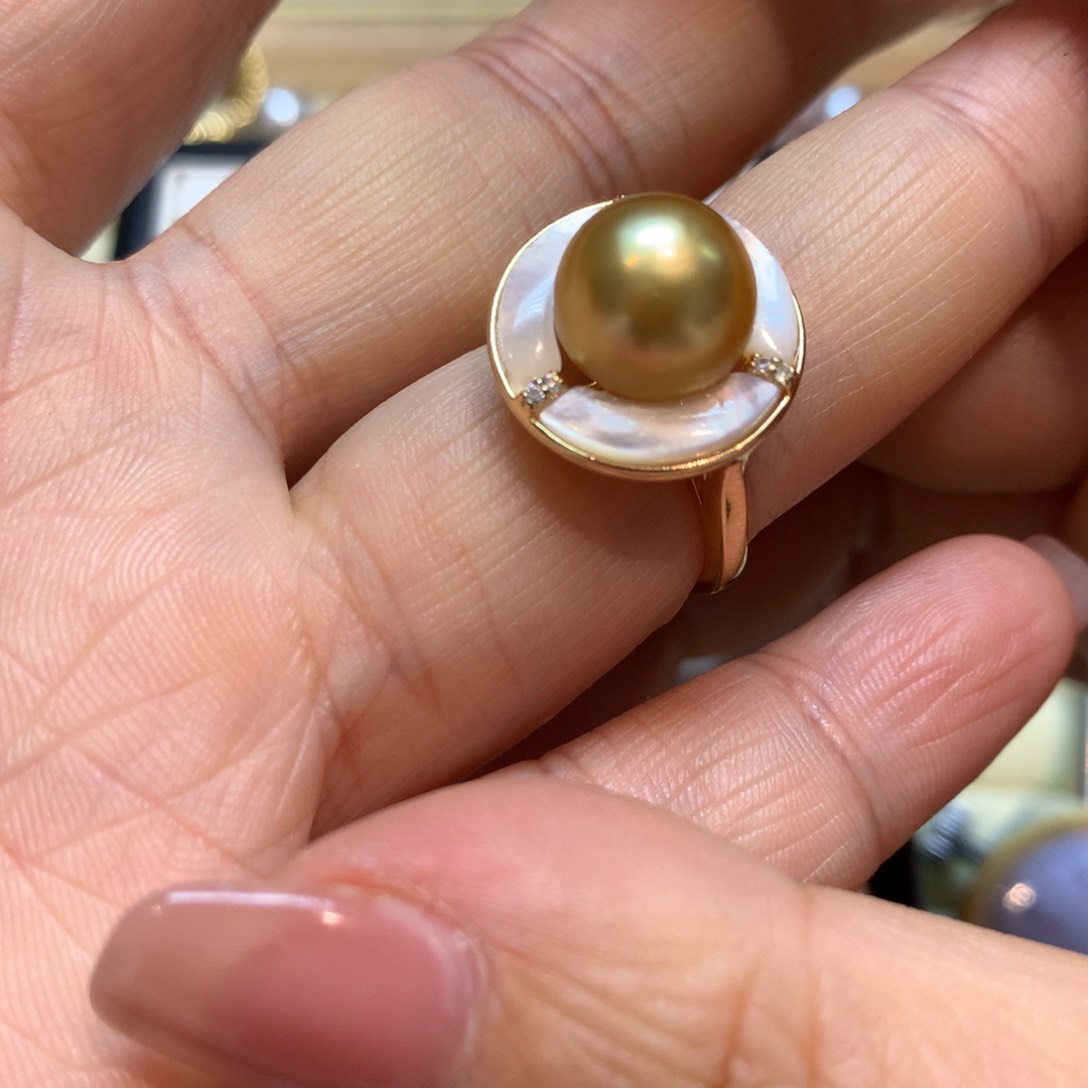 海水珍珠戒指银S925镶嵌