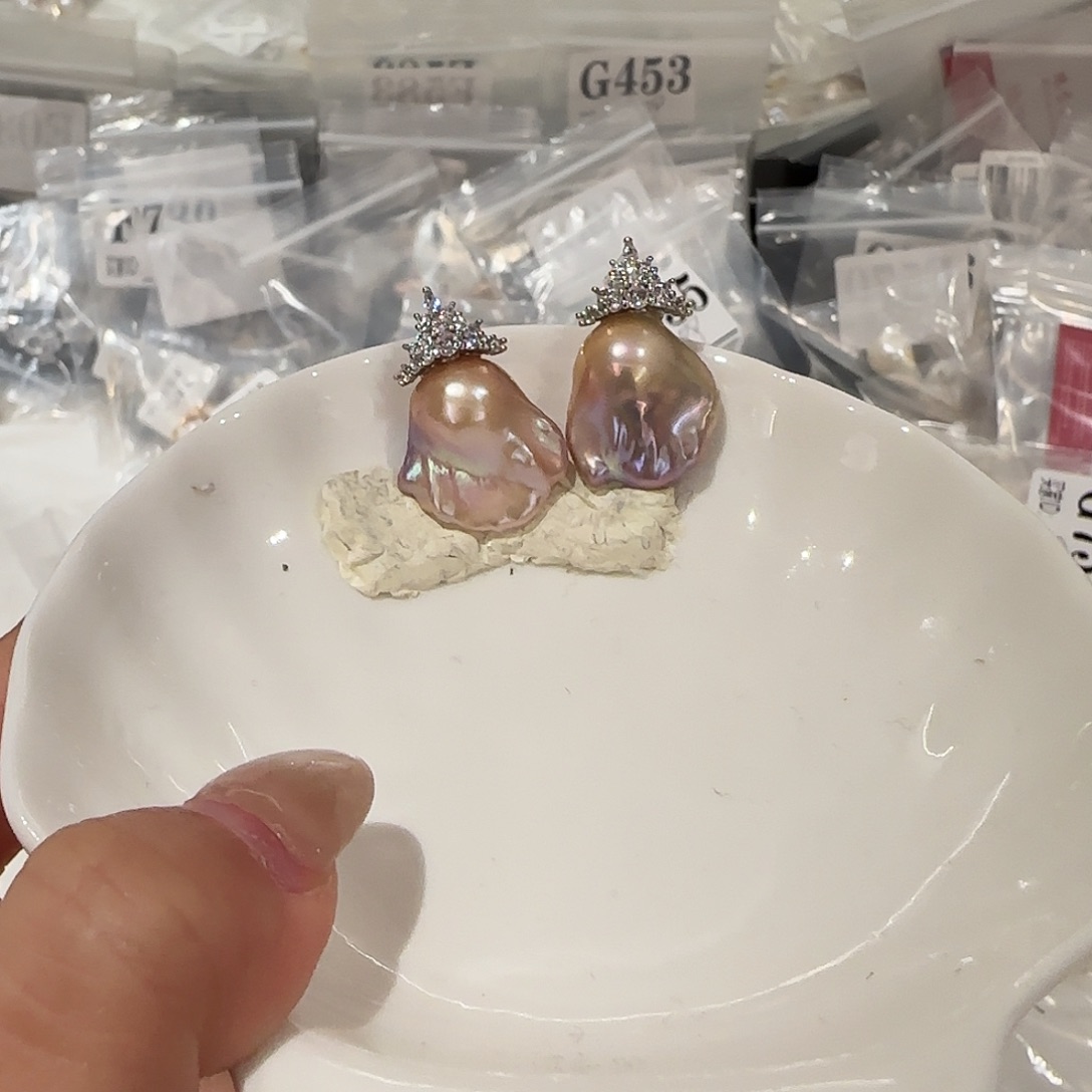 淡水珍珠耳饰合金
