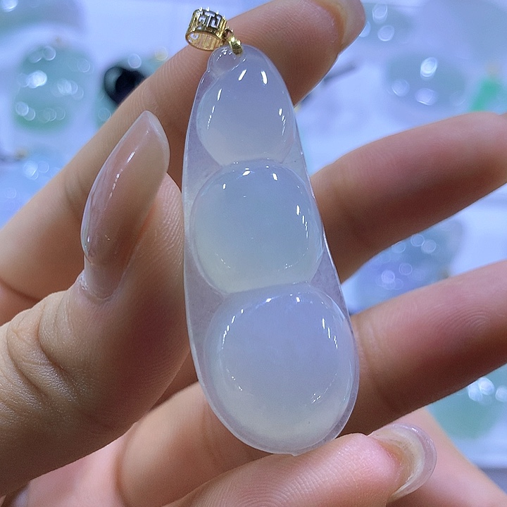 翡翠18K金镶嵌颈饰天然翡翠A货吊坠