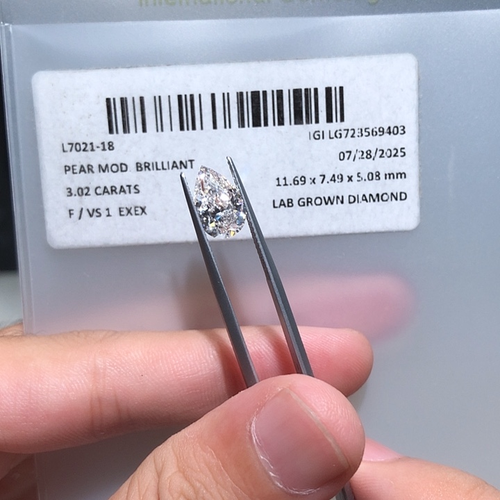 钻石裸钻上海3.02ctFvs1冰花水滴