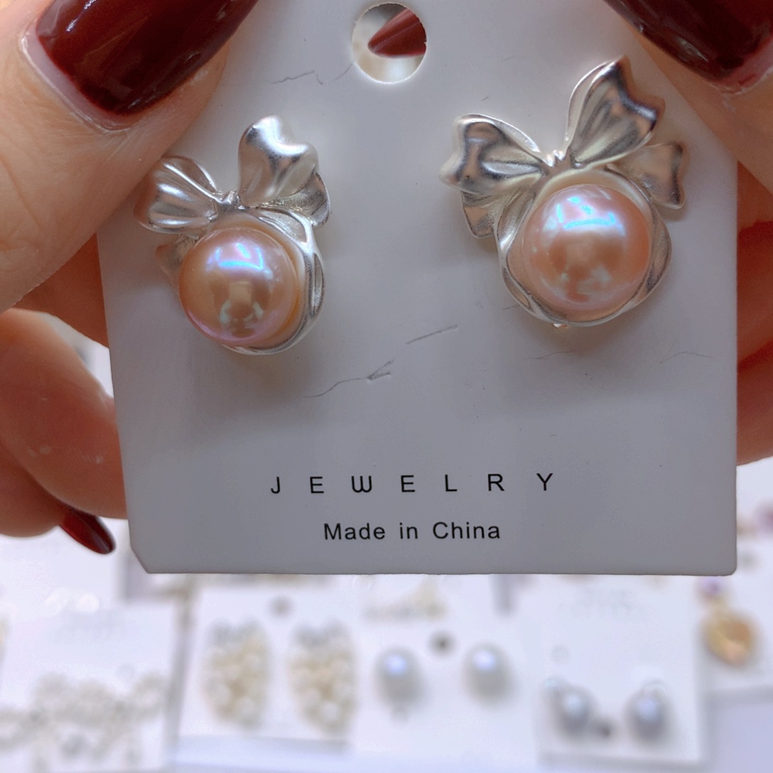 淡水珍珠耳饰银S925镶嵌