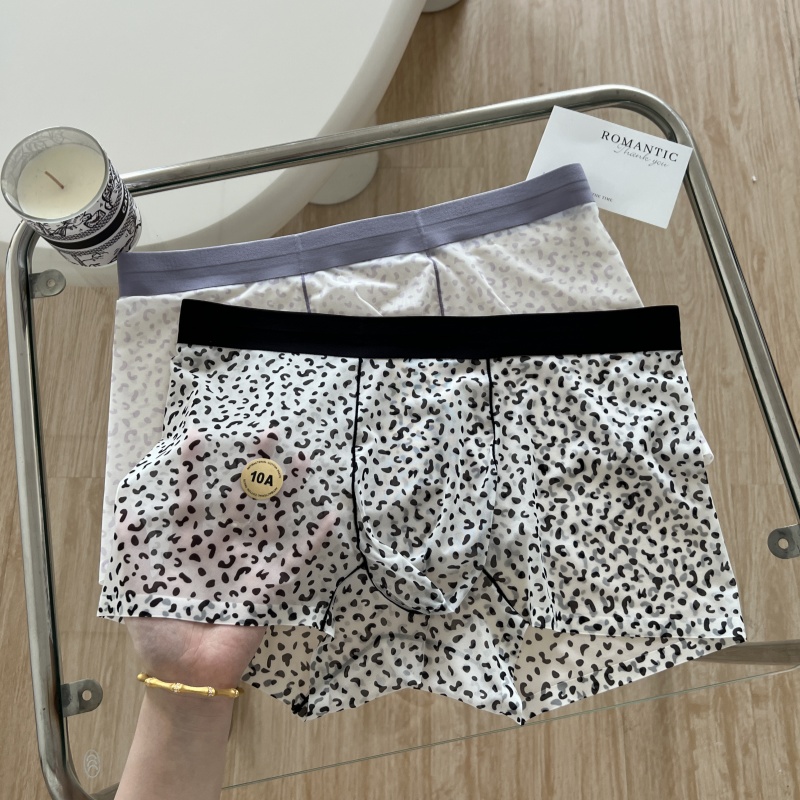 男士山茶花精油豹纹内裤夏季时尚透气平角内裤