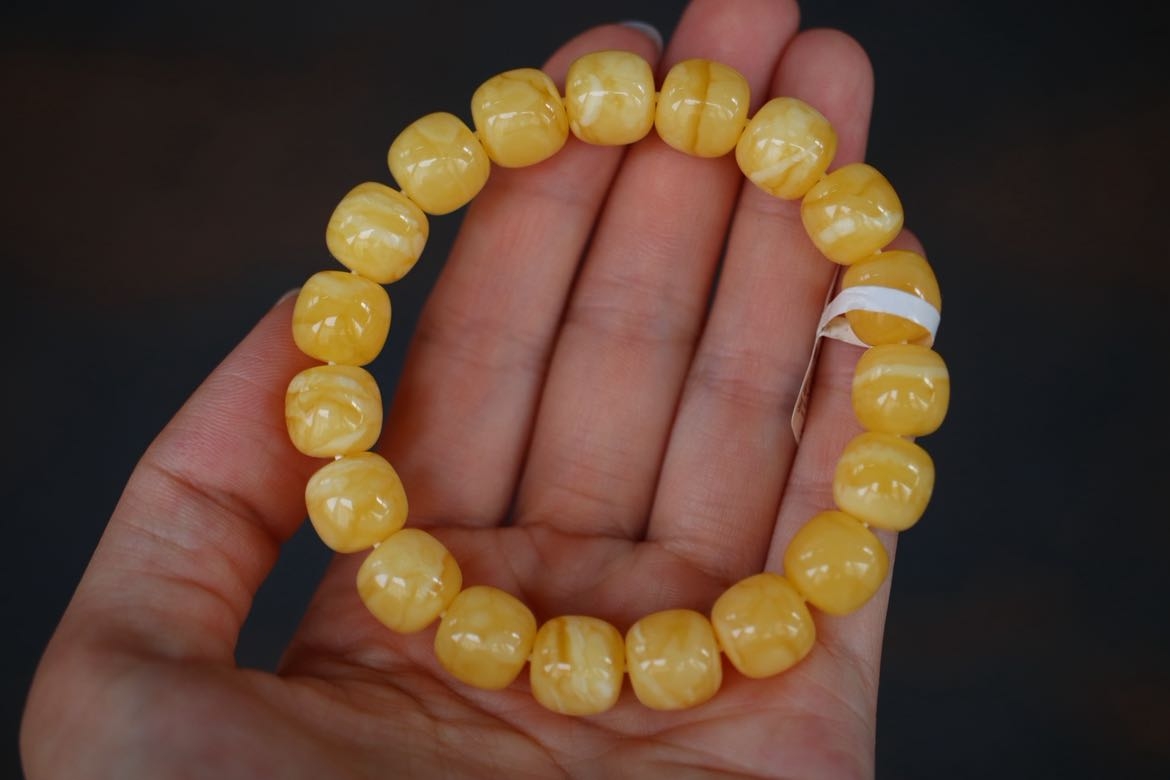 【同料手串】11*10mm精品焦皮虎皮杨枝甘露蜜蜡老型手串 精工15.9