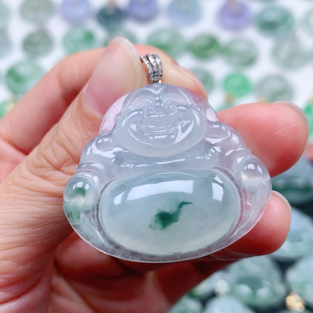 翡翠吊坠(不含链)18K金镶嵌