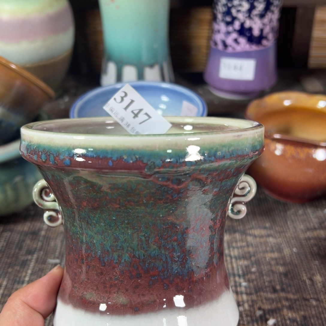 红陶口10高10 景德镇手工花盆