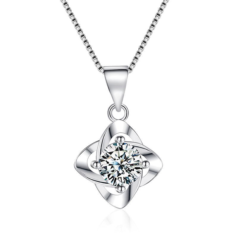 简约纯银锁骨项链999女老凤祥款式套装日韩版四叶草