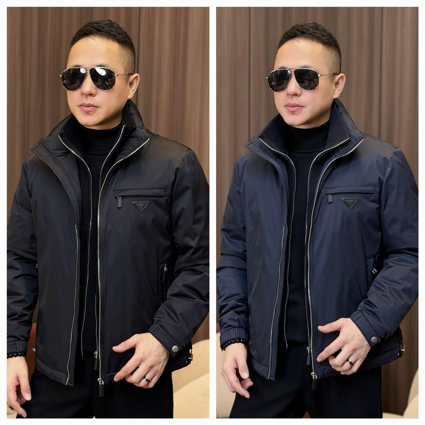 孙先生男装｜轻商务休闲男款羽绒服假两件三角白鸭绒服外套385