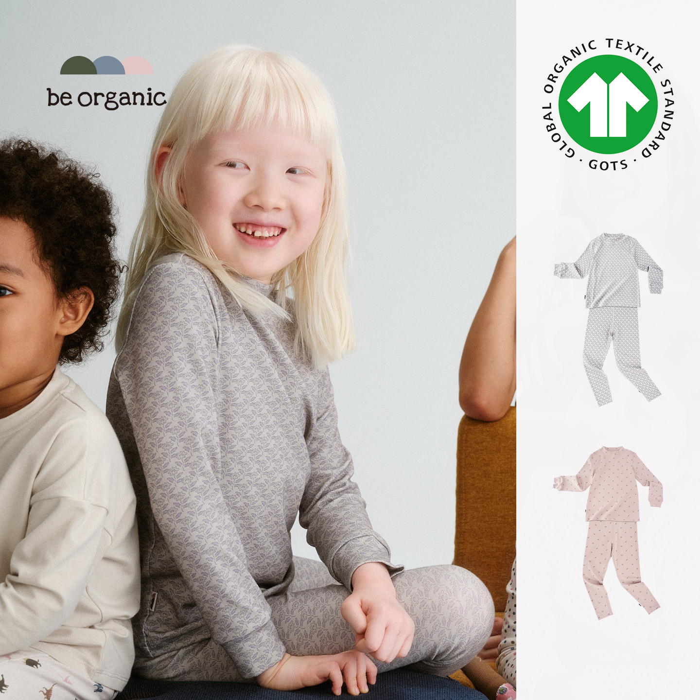 be organic【有机棉印花长袖紧身裤套装】儿童上衣长裤秋冬新款