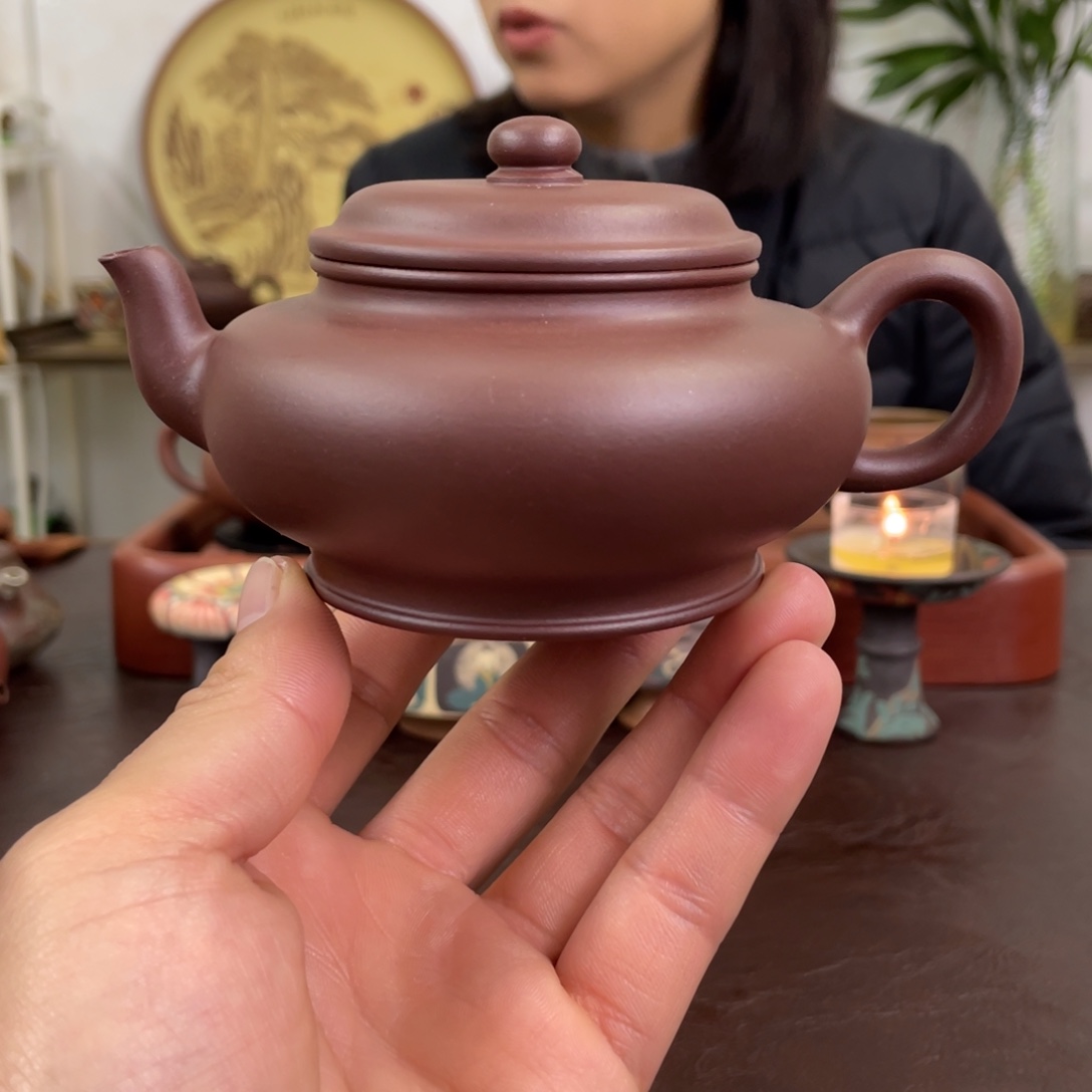 茶壶紫砂扁樱紫泥