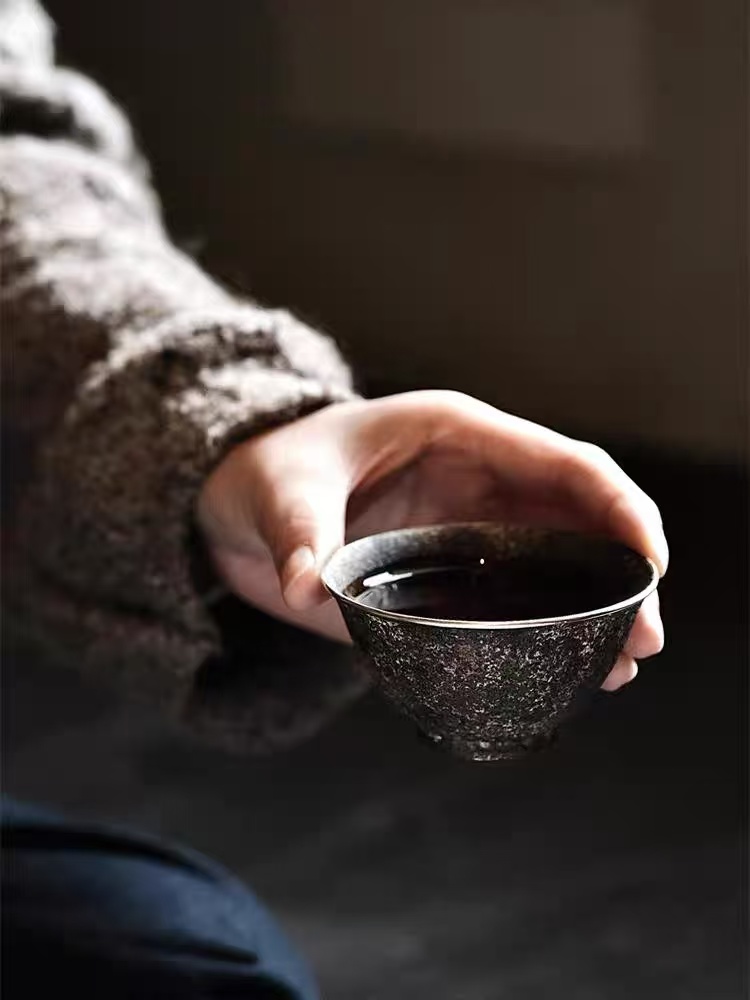 松风舍程伟手作赤贫系列主人杯包银口大容量