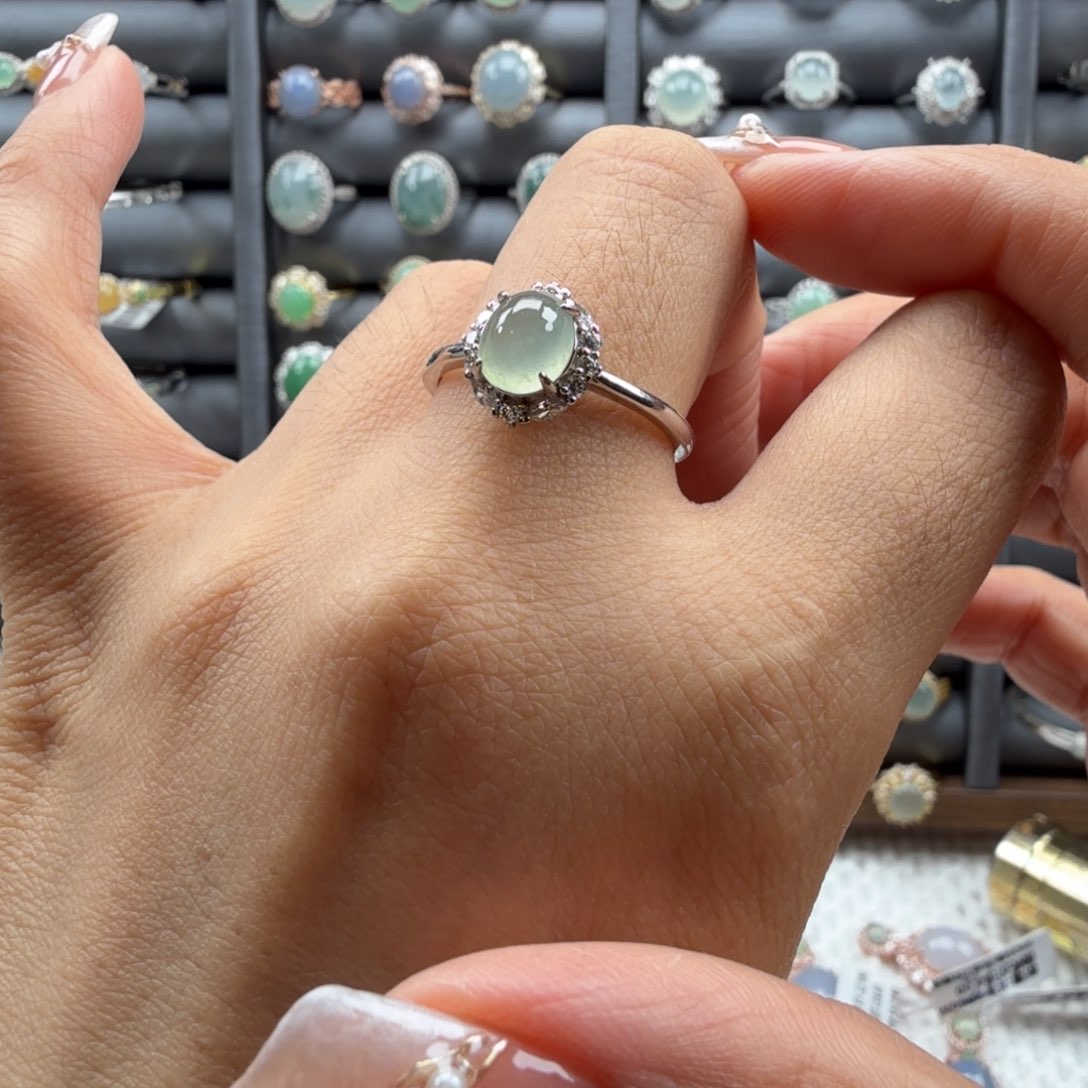 银S925镶嵌戒指翡翠戒指