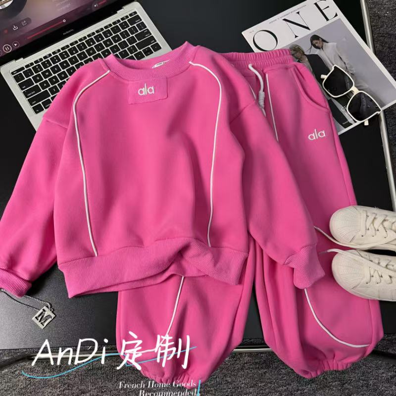 〖ANDI〗安迪秋冬季新款女童拼色时尚休闲上衣裤子两件套套装5316
