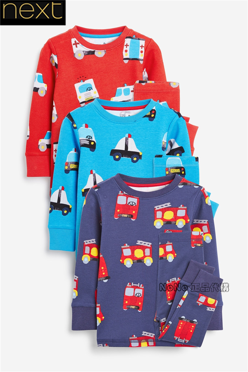 现货Next英国正品男童小汽车纯棉家居服长袖睡衣睡裤