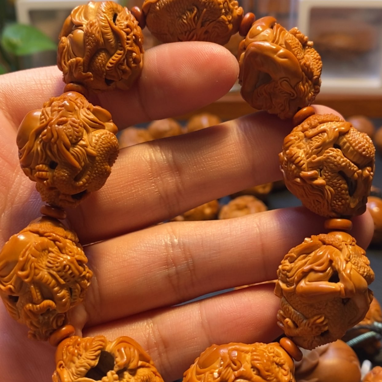 【闪购商品】橄榄核手串/手链苏工名家高货水晶核2.3镂空御龙达摩