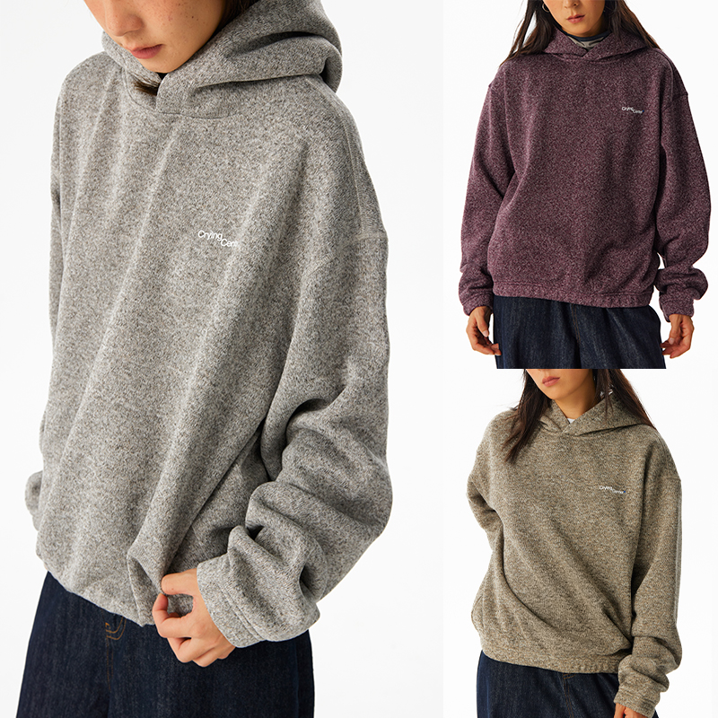 Cryingcenter三色轻量花纱摇粒绒廓形连帽卫衣保暖