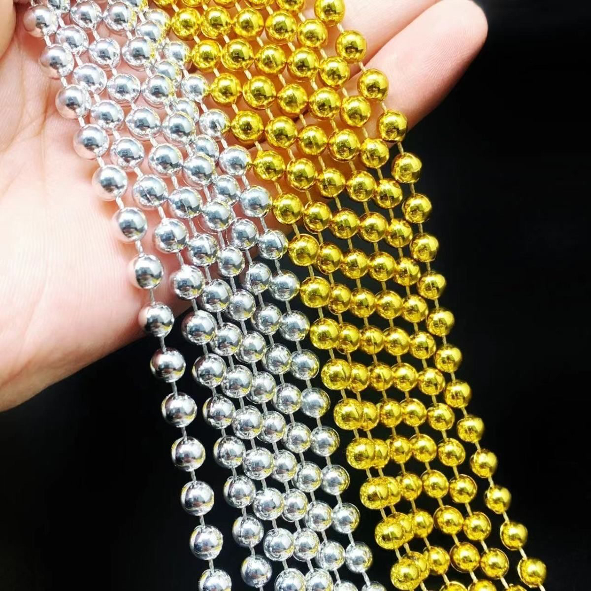 圆珠6mm手工配件演出服场景布置装饰吊坠连线珠diy彩色链条花边