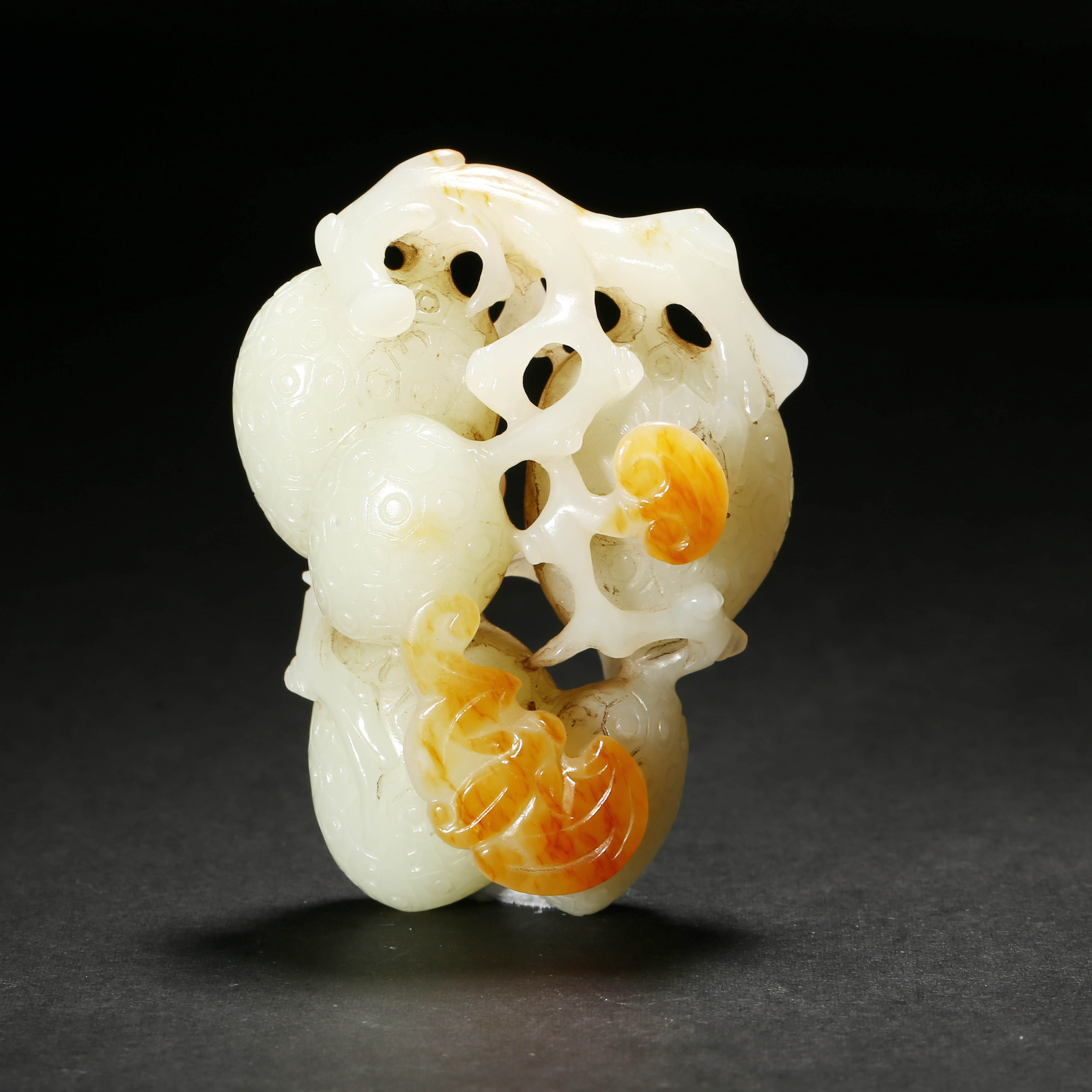 民国*白玉留皮雕多子多福把件/WBALJ25101016/和田玉【北京文博】