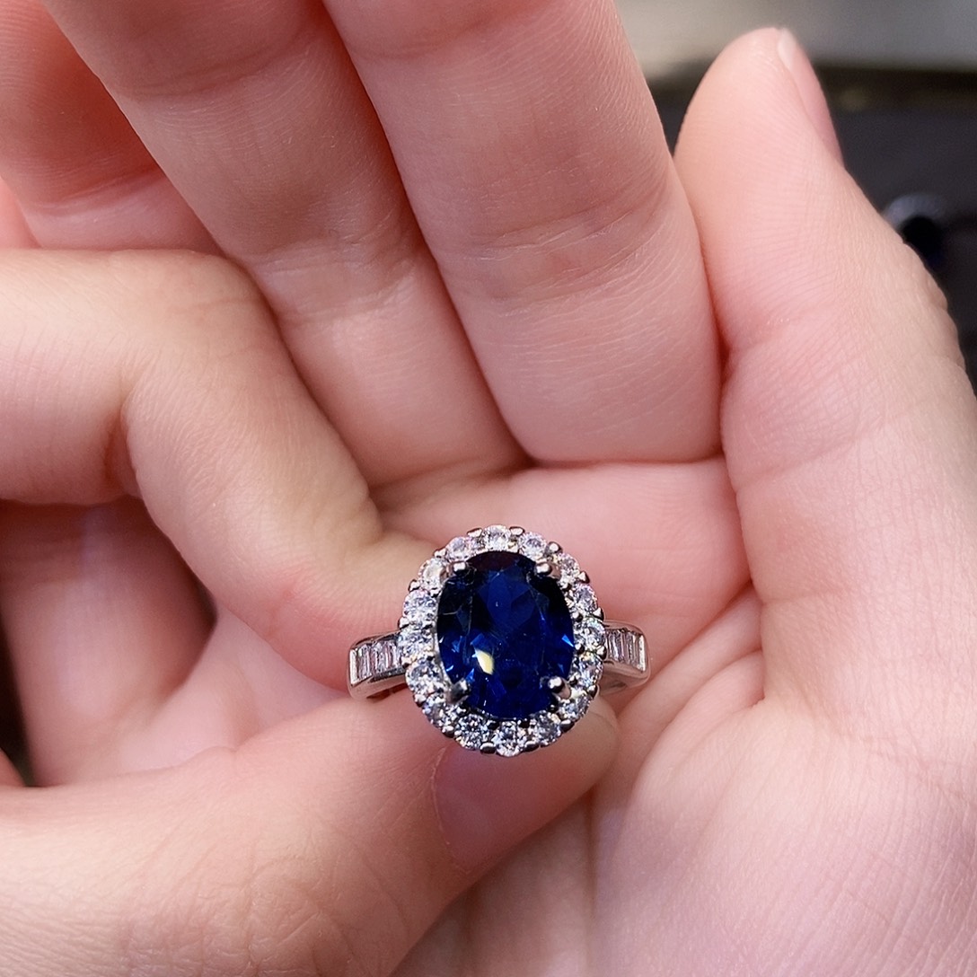 戒指银S925镶嵌蓝宝石