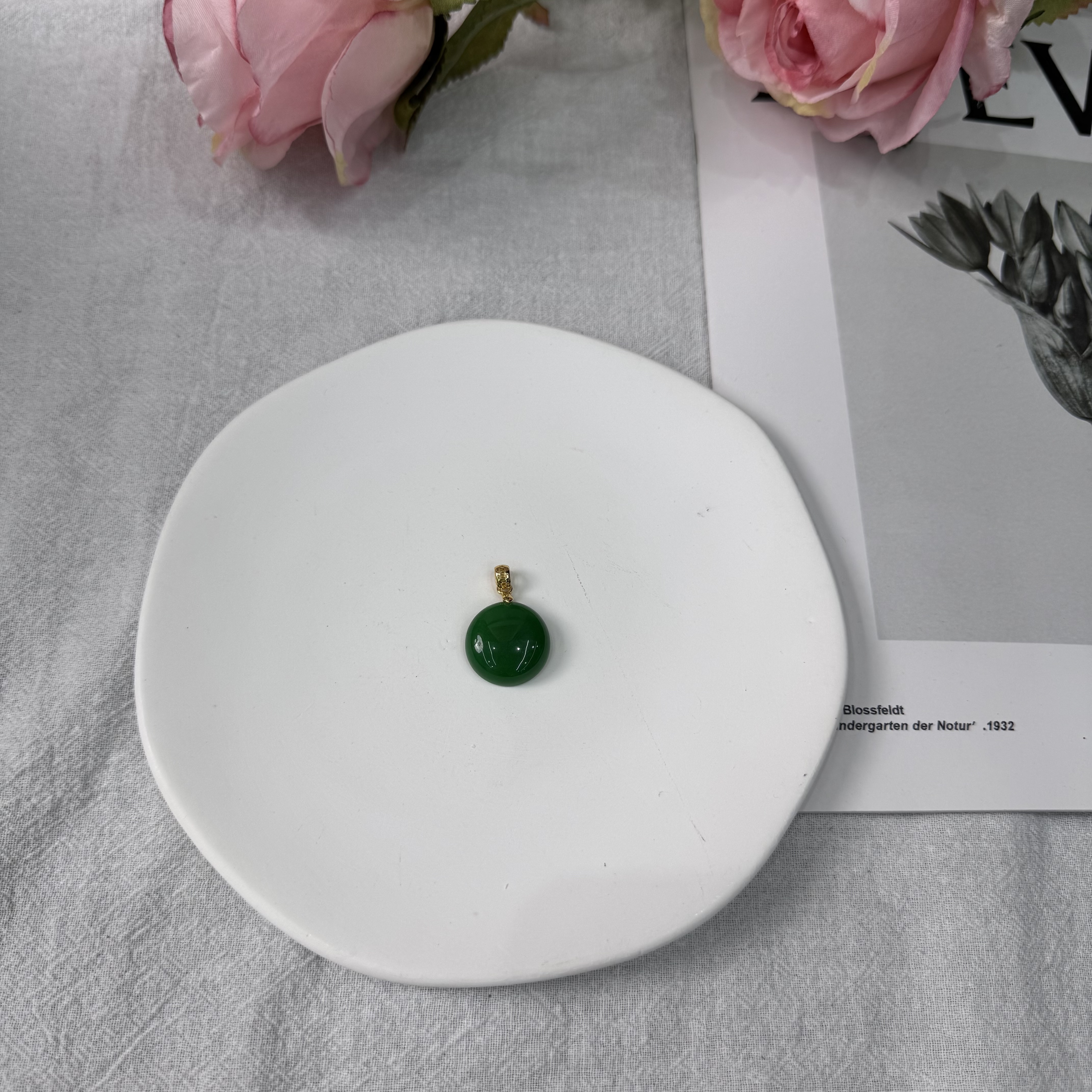 高定珠宝翡翠圆牌吊坠RX1649S018