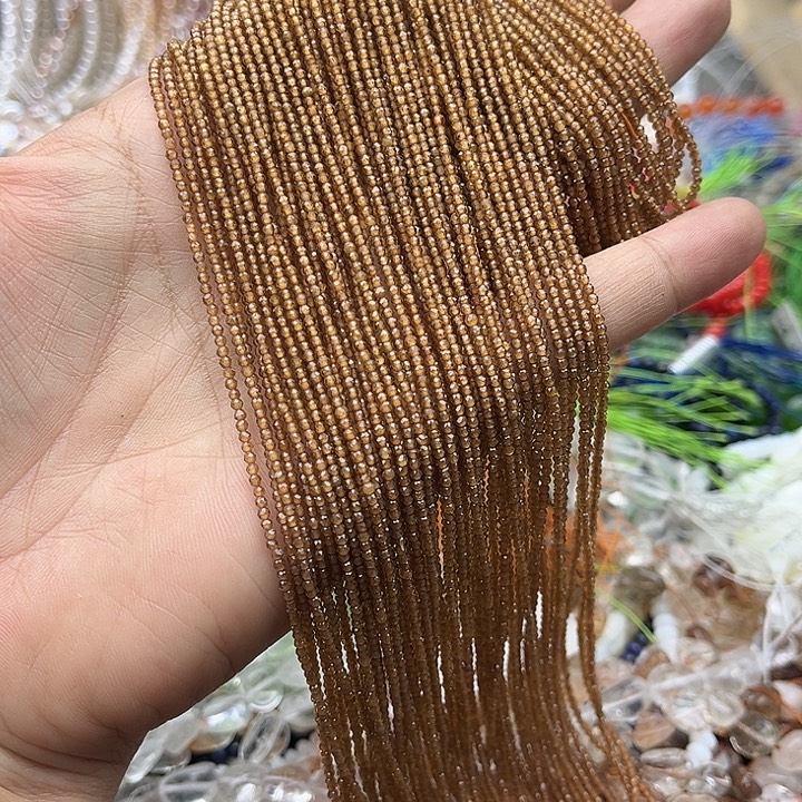 玛瑙/玉髓未镶嵌珠宝半成品一条2mm左右橙石榴石刻面