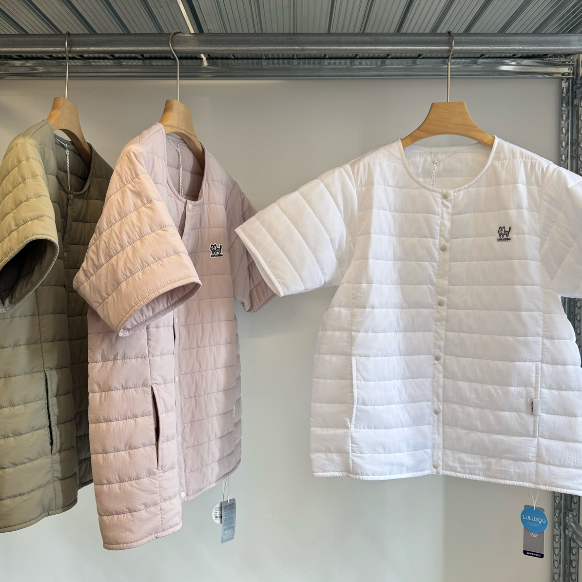 Luluzou 3m单排扣圆领短袖外套0811