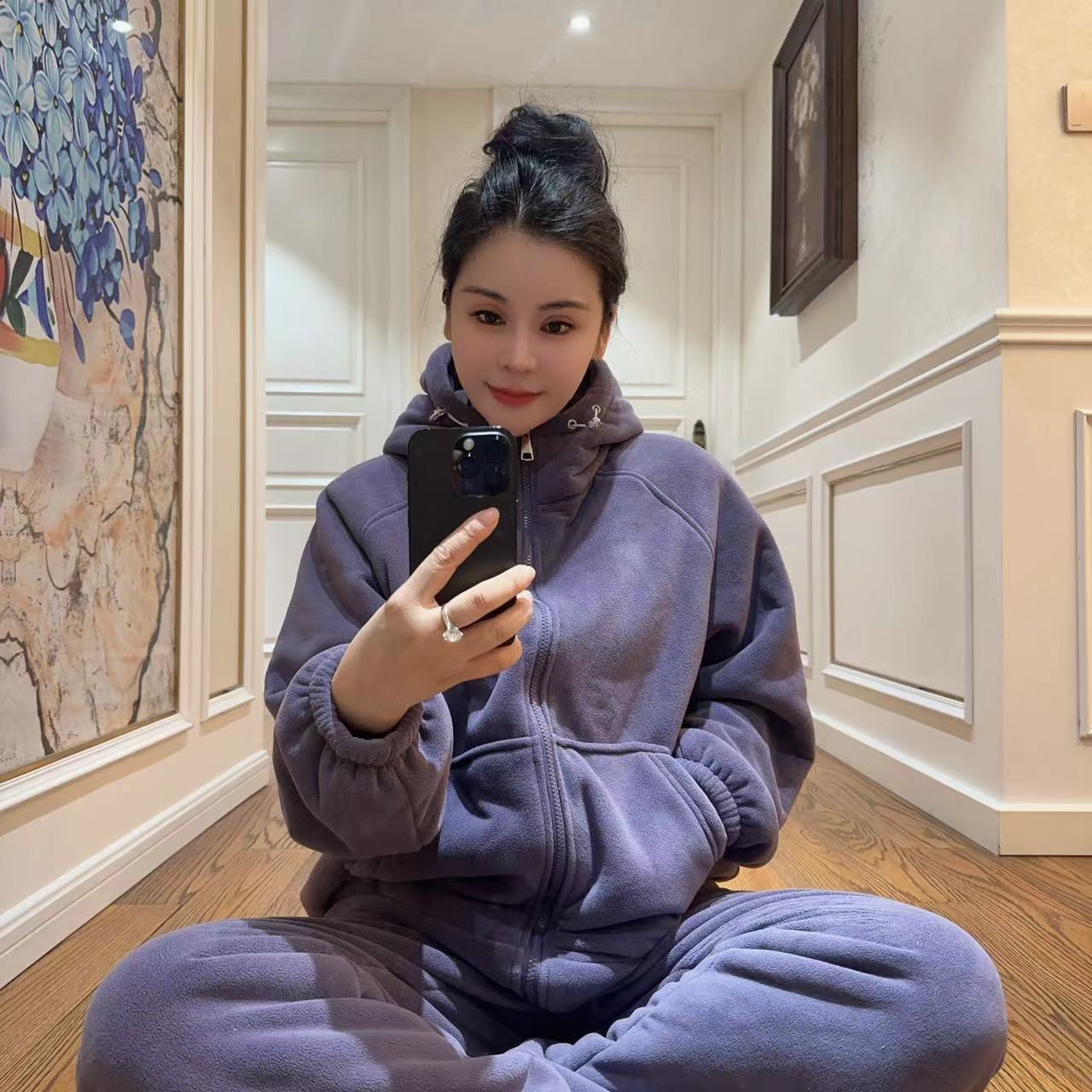 可外穿家居服2025新款冬季加绒加厚连帽睡衣套装韩时尚情侣款